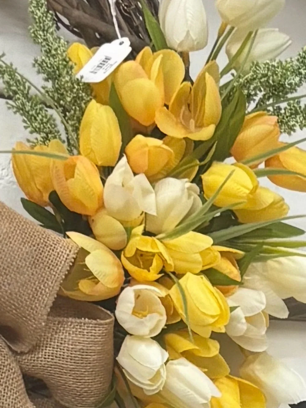 Hand Crafted Summer Yellow Wreath Burlap Lemon Bow Pretty Lil Tulips Final Sale